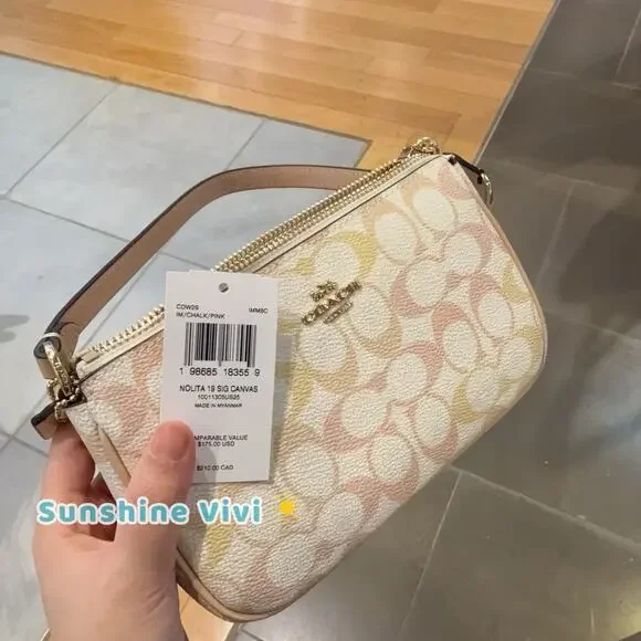 NWT Coach Nolita 19 Pretty Signature Canvas CDW29 IM/CHALK/PINK - Picture 8 of 8